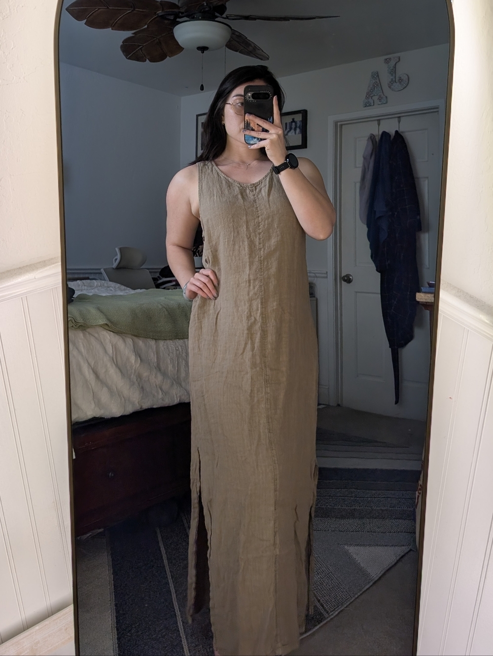 *MOVING SALE* 100% Linen Sleeveless Maxi Dress in Taupe